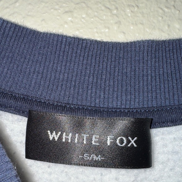 13 women’s Crewneck Sweater - Light Gray with Navy Trim - Picture 2 of 6